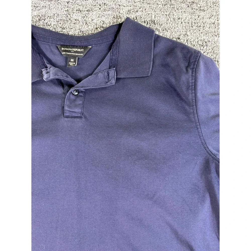 Banana Republic Luxe Touch Performance Polo Shirt Mens Medium Navy Blue Golf